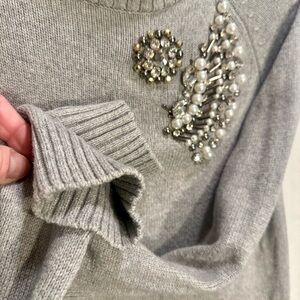 Elliott Lauren Gray Embellished Scoop Neck Sweater